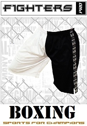 FIGHT-FIT - Fitness Shorts / Schwarz-Weiss / Large