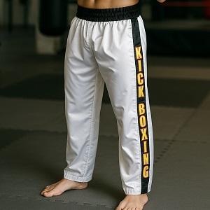 FIGHT-FIT - Kick-Boxing Hosen / Satin / Weiss / XL