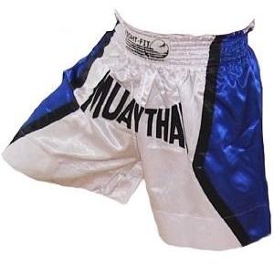 FIGHT-FIT - Muay Thai Shorts / Weiss-Blau / Large