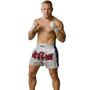 FIGHT-FIT - Muay Thai Shorts / Weiss / Small