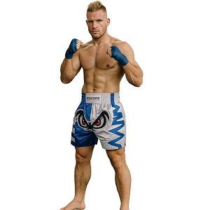 FIGHTERS - Muay Thai Shorts / No Fear / Weiss-Blau / Large